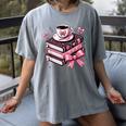 All Booked For Valentine's Teacher Coquette Bow Coffee Book Women's Comfort Colors T-Shirt Gray All Booked For Valentine's Teacher Coquette Bow Coffee Book Women's Comfort Colors T-Shirt Gray