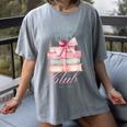Bookish Babes Club Cute Pink Book Stack With Bow Women's Comfort Colors T-Shirt Gray Bookish Babes Club Cute Pink Book Stack With Bow Women's Comfort Colors T-Shirt Gray
