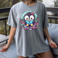Bookish Penguin Heart A Readers Love Penguins Women's Comfort Colors T-Shirt Gray