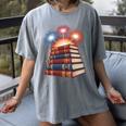 Books Fireworks 4th Of July Bookworm Patriotic Reader Women's Comfort Colors T-Shirt Gray