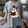 Books Ghost Reading Book Halloween Library Cat Fall Women's Comfort Colors T-Shirt Gray Books Ghost Reading Book Halloween Library Cat Fall Women's Comfort Colors T-Shirt Gray