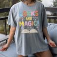 Books Are Magic Whimsical Retro Bookworm Women's Comfort Colors T-Shirt Gray