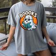 BOOOKS Cute Ghost Reading Books Halloween Women's Comfort Colors T-Shirt Gray BOOOKS Cute Ghost Reading Books Halloween Women's Comfort Colors T-Shirt Gray