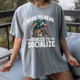 Born To Read Forced To Socialize Dragon Books Reading Women's Comfort Colors T-Shirt Gray