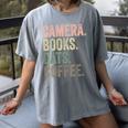 Camera Books Cats And Coffee Lover Photography Men Women Women's Comfort Colors T-Shirt Gray Camera Books Cats And Coffee Lover Photography Men Women Women's Comfort Colors T-Shirt Gray