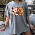 Capybara Axolotl Kawaii Kids Anime Book Lover Reading Women's Comfort Colors T-Shirt Gray