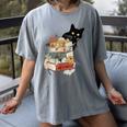 Cat And Books Flowers Reading Club Cat Lover Bookworm Women's Comfort Colors T-Shirt Gray