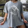 Cat Holds Book Writing Animal Print Motif Drawing Art Cat Women's Comfort Colors T-Shirt Gray
