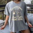 Cat Read Banned Books Drink Coffee Fight Evil Women's Comfort Colors T-Shirt Gray Cat Read Banned Books Drink Coffee Fight Evil Women's Comfort Colors T-Shirt Gray