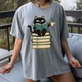 Cat Reading Book Women's Comfort Colors T-Shirt Gray