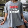 Caution I'm An Introvert Sarcastic Geek Video Gamer Jokes Women's Comfort Colors T-Shirt Gray