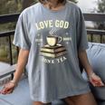 Christian Bookworm Love God Read Books Drink Tea Women's Comfort Colors T-Shirt Gray