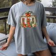 Christmas Book Pumpkin Reading Holiday Lovers Teacher Women's Comfort Colors T-Shirt Gray