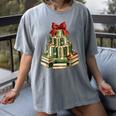 Christmas Book Tree Coquette Bow Xmas Reading Librarian Girl Women's Comfort Colors T-Shirt Gray