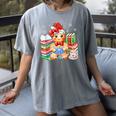 Christmas Gingerbread Man Reading Book Snowflake Teacher Women's Comfort Colors T-Shirt Gray