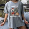 Christmas Outfit I Prefer Halloween Book Reading Skeleton Women's Comfort Colors T-Shirt Gray
