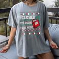 I Closed My Book To Be Here Ugly Christmas Sweater Women's Comfort Colors T-Shirt Gray I Closed My Book To Be Here Ugly Christmas Sweater Women's Comfort Colors T-Shirt Gray