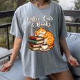 Coffee Cats & Books Lover For Women & Girls Coffee Women's Comfort Colors T-Shirt Gray