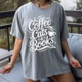 Coffee Cats & Books Reading Book Lover Reader Women's Comfort Colors T-Shirt Gray Coffee Cats & Books Reading Book Lover Reader Women's Comfort Colors T-Shirt Gray