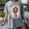 The Crimson Crescent 90s Retro Comic Book Superheroine Art Women's Comfort Colors T-Shirt Gray The Crimson Crescent 90s Retro Comic Book Superheroine Art Women's Comfort Colors T-Shirt Gray