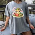 Crocodile Reading Book Watercolor Flowers Kids Women's Comfort Colors T-Shirt Gray Crocodile Reading Book Watercolor Flowers Kids Women's Comfort Colors T-Shirt Gray
