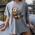 Cute Book Sea Otter Women's Comfort Colors T-Shirt Gray