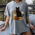 Cute Cat Book Flowers Women's Comfort Colors T-Shirt Gray Cute Cat Book Flowers Women's Comfort Colors T-Shirt Gray