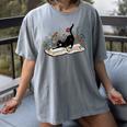 Cute Cat Flower Garden Book Kitty Reading Floral Men Women Girls Kids Women's Comfort Colors T-Shirt Gray