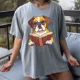 Cute Dog Boxer Reading Book Women's Comfort Colors T-Shirt Gray