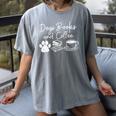 Cute Dogs Books And Coffee Pets Books Lovers Women's Comfort Colors T-Shirt Gray Cute Dogs Books And Coffee Pets Books Lovers Women's Comfort Colors T-Shirt Gray