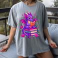 Cute Dragon Reading Books Bookworm Women's Comfort Colors T-Shirt Gray Cute Dragon Reading Books Bookworm Women's Comfort Colors T-Shirt Gray