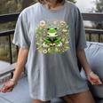 Cute Floral Frog Book Reading Women's Comfort Colors T-Shirt Gray