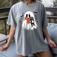 Cute Halloween Ghost Reading Book Women's Comfort Colors T-Shirt Gray