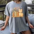 Cute Kawaii Cat Books Flowers Women's Comfort Colors T-Shirt Gray
