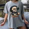 Cute Panda Reading Book Under Moon Bookworm Coffee Lover Women's Comfort Colors T-Shirt Gray