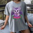 Cute Pastel Goth Bat Reading Book Women's Comfort Colors T-Shirt Gray Cute Pastel Goth Bat Reading Book Women's Comfort Colors T-Shirt Gray