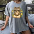 Cute Raccoon Reading Book Flowers Floral Women's Comfort Colors T-Shirt Gray
