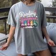 Cute Reading With My Gnomies Gnome Book Bookworm Lover Women's Comfort Colors T-Shirt Gray