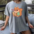 Cute Squirrel Reading A Book Lovers Anime Kawaii Women Kids Women's Comfort Colors T-Shirt Gray