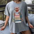 Cute Tiger With Book Floral Bookworm Librarian Book Lover Women's Comfort Colors T-Shirt Gray Cute Tiger With Book Floral Bookworm Librarian Book Lover Women's Comfort Colors T-Shirt Gray