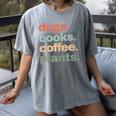 Dogs Books Coffee Plant Lover Gardening Cute Mom Life Women's Comfort Colors T-Shirt Gray