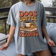 Dogs Coffee Reading Book Lover Women's Comfort Colors T-Shirt Gray