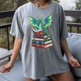 Dragon Reading Books Fantasy Lovers Mythical Creatures Women's Comfort Colors T-Shirt Gray Dragon Reading Books Fantasy Lovers Mythical Creatures Women's Comfort Colors T-Shirt Gray