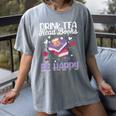 Drink Tea Read Books Be Happy Book Lover Reading Women's Comfort Colors T-Shirt Gray