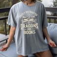 Easily Distracted By Books & Dragons Bookworm Reading Women's Comfort Colors T-Shirt Gray Easily Distracted By Books & Dragons Bookworm Reading Women's Comfort Colors T-Shirt Gray