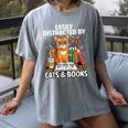 Easily Distracted By Cats And Books Book Lover Cat Women's Comfort Colors T-Shirt Gray Easily Distracted By Cats And Books Book Lover Cat Women's Comfort Colors T-Shirt Gray