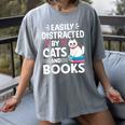 Easily Distracted By Cats And Books Cute Cat And Book Lovers Women's Comfort Colors T-Shirt Gray Easily Distracted By Cats And Books Cute Cat And Book Lovers Women's Comfort Colors T-Shirt Gray