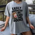 Easily Distracted By Cats And Books Lovers Reading Women's Comfort Colors T-Shirt Gray Easily Distracted By Cats And Books Lovers Reading Women's Comfort Colors T-Shirt Gray