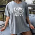Easily Distracted By Chickens And Books Farm Women's Comfort Colors T-Shirt Gray