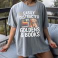 Easily Distracted By Goldens & Books Golden Retriever Dog Women's Comfort Colors T-Shirt Gray Easily Distracted By Goldens & Books Golden Retriever Dog Women's Comfort Colors T-Shirt Gray